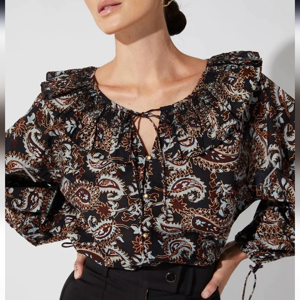 Organic Cotton Cleobella Jillian Ruffle Collar blouse NWT